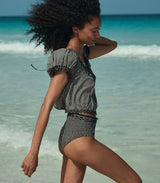 ALEX HIGH WAIST BIKINI BOTTOM -- LA MADDALENA GINGHAM