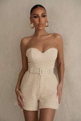 Beige Kelsie Belted Shorts