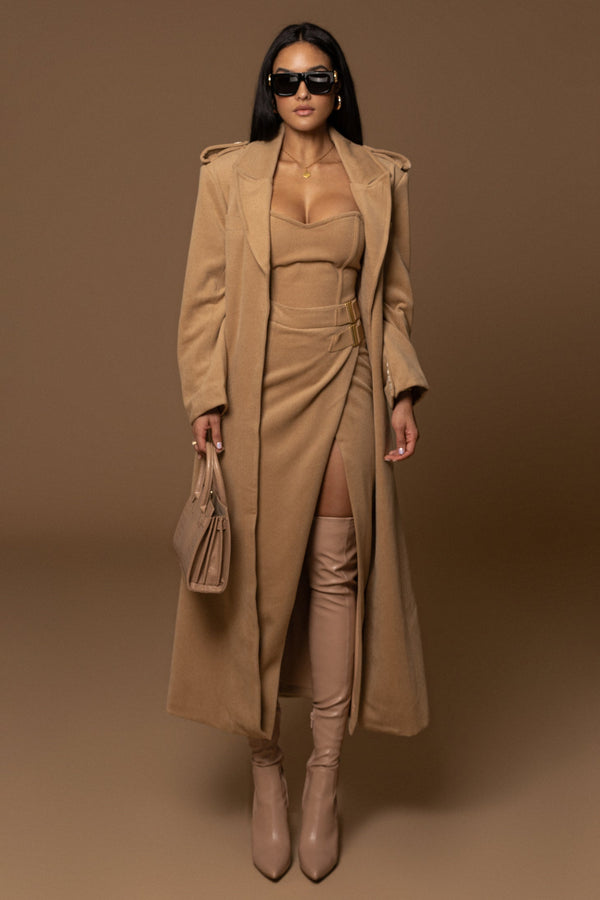 Beige GISELE SLIT SKIRT
