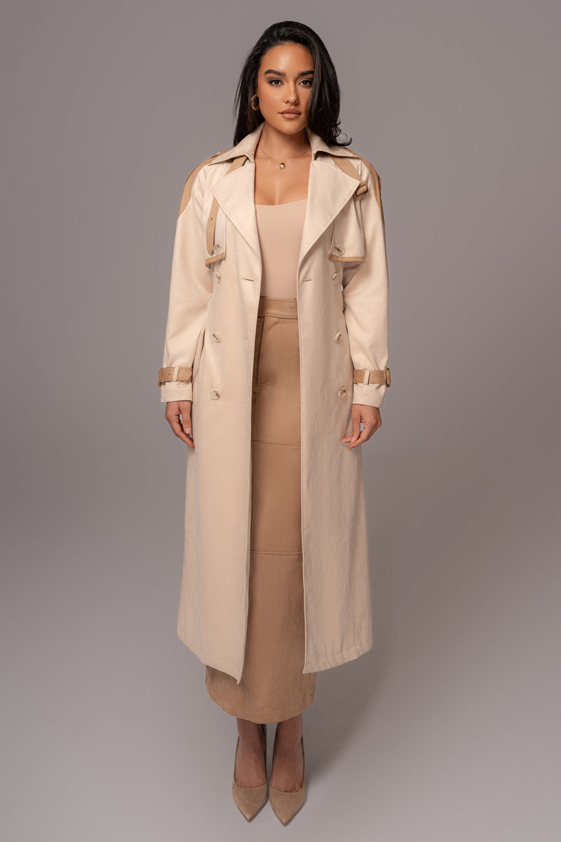 Beige Joy Suede Maxi Skirt