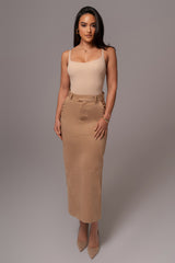 Beige Joy Suede Maxi Skirt
