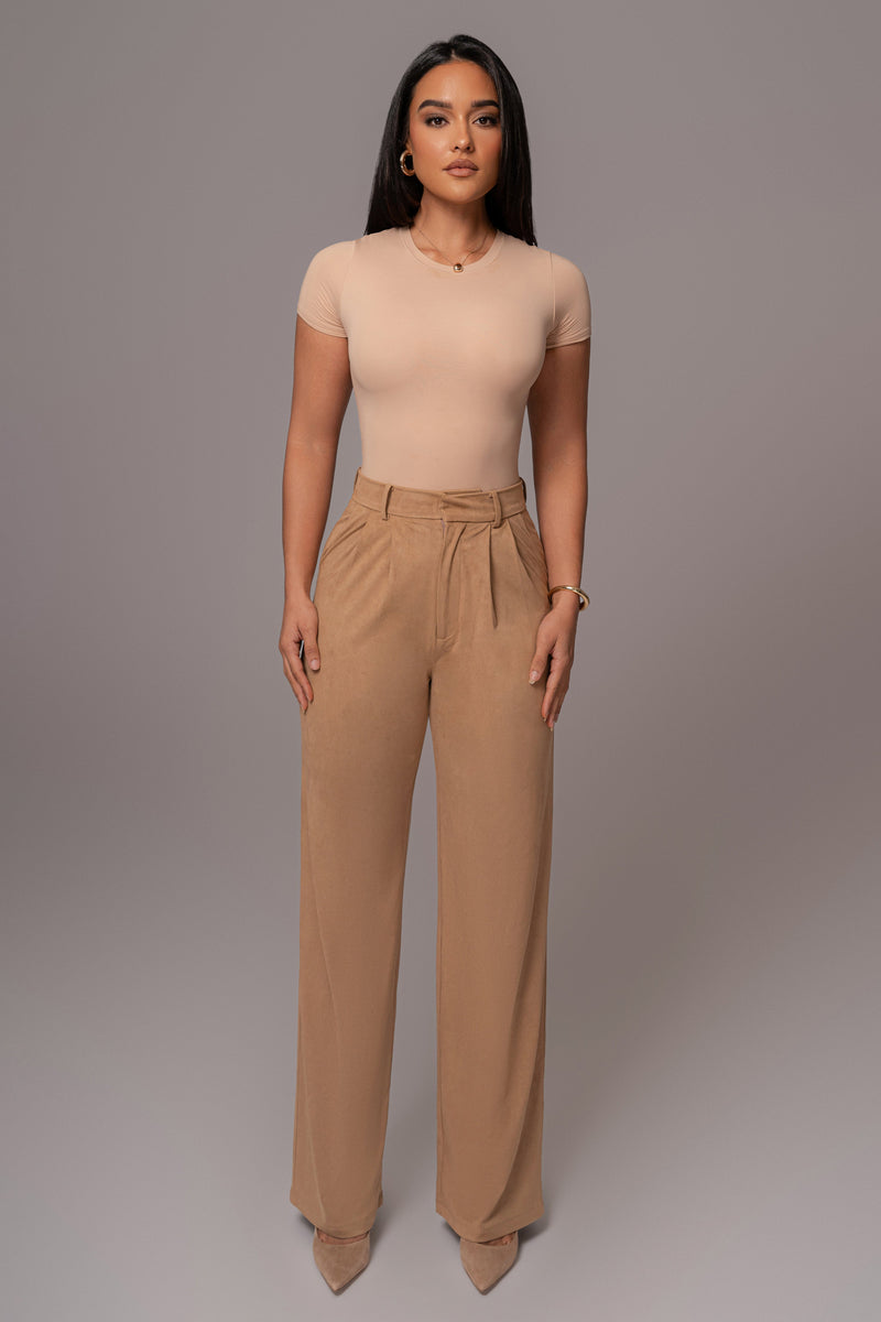 Beige Classic High Rise Trousers