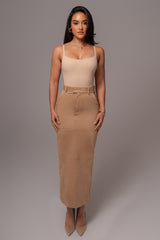 Beige Joy Suede Maxi Skirt
