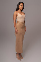 Beige Joy Suede Maxi Skirt
