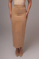 Beige Joy Suede Maxi Skirt