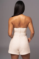 Beige Kelsie Belted Shorts
