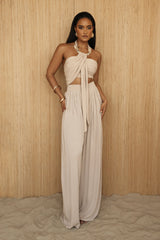 Beige After Sunset Pleated Pants