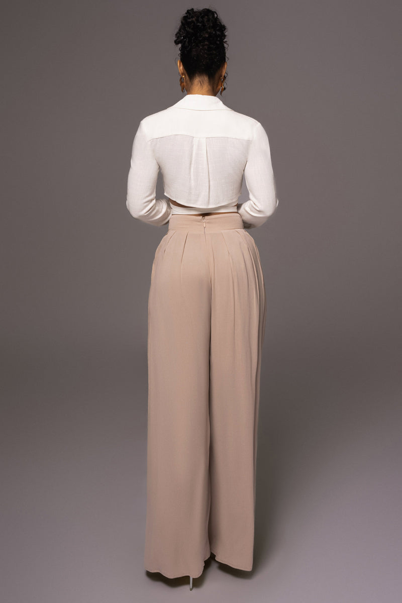 Beige After Sunset Pleated Pants