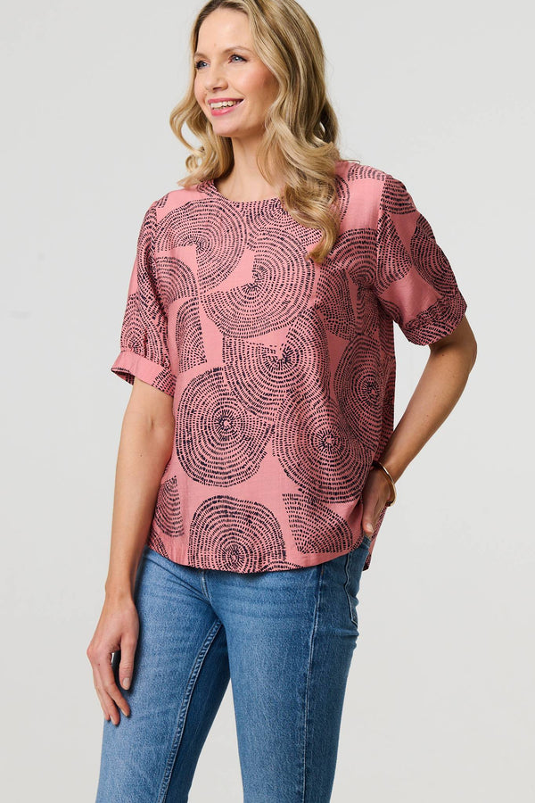 Abstract 1/2 Sleeve Relaxed Top