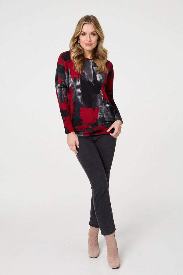 Abstract Knit Long Sleeve Jumper