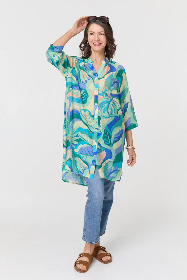 Abstract Longline Relaxed Tunic Shirt